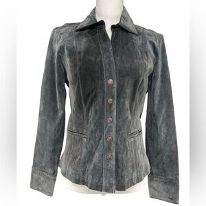 LIVE A LITTLE / Steel Gray Leather Blazer / Small